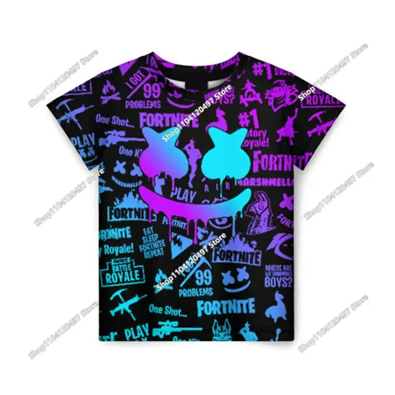 Cartoon Fortnite T Shirt 3D Printed Boys Girls Streetwear Kids Clothes Funny Tshirt O-Neck Summer Tops Birthday Gifts