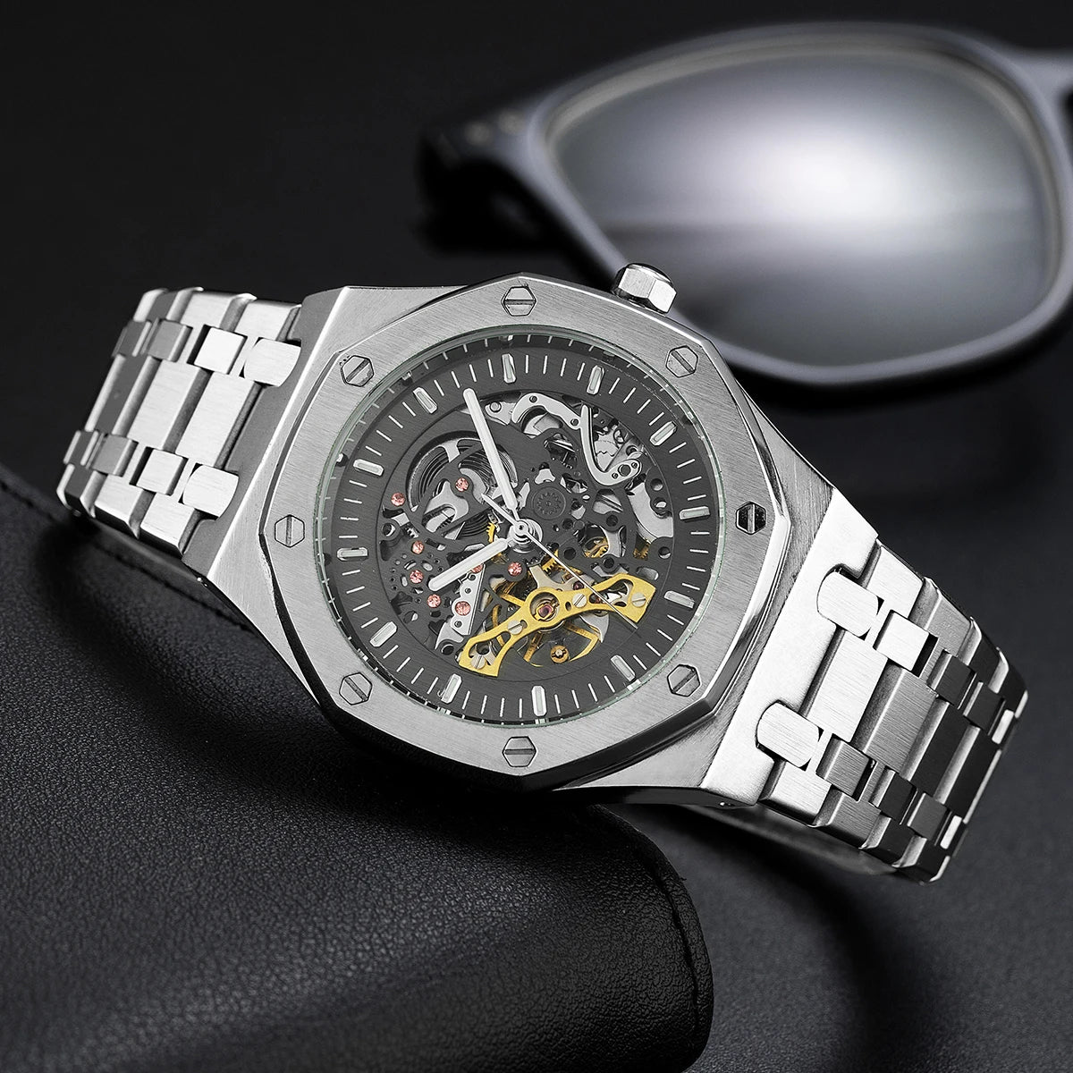 Classic Automatic Mechanical Luxury Watch MenTop Brand Stainless Steel Watches Luminous Waterproof Watch for Men Feice Skeleton