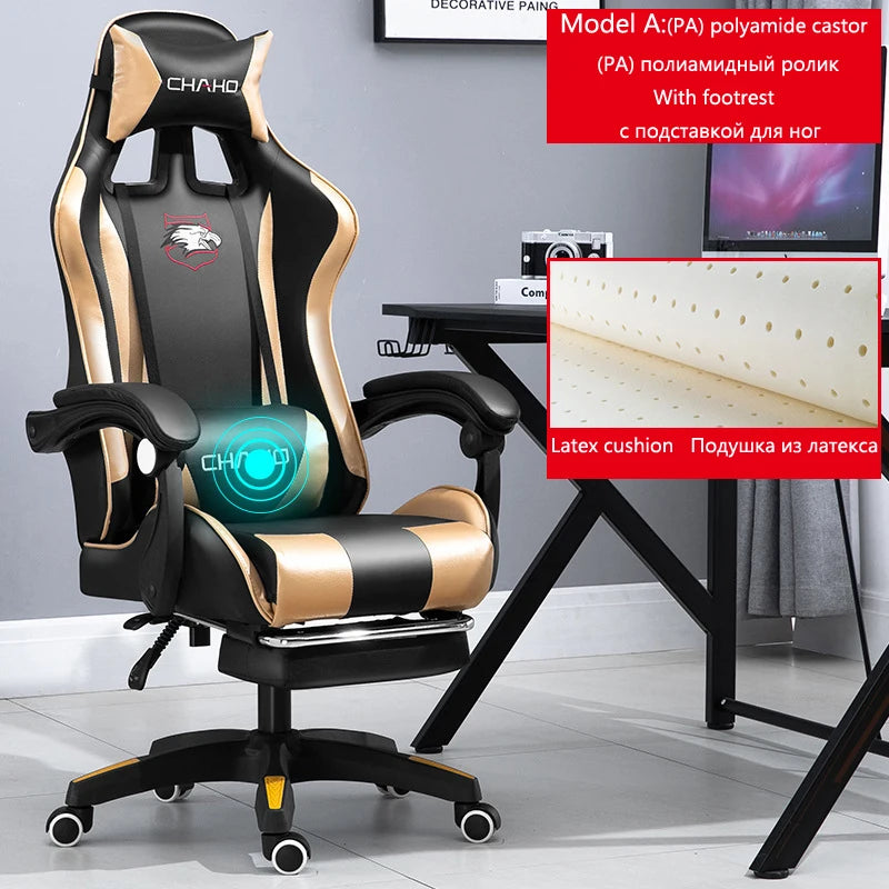Ergonomic PU Leather Gaming Chair with Adjustable Height, Reclining Computer Chair, Swivel Office Chair for Home Office, Gaming & Study