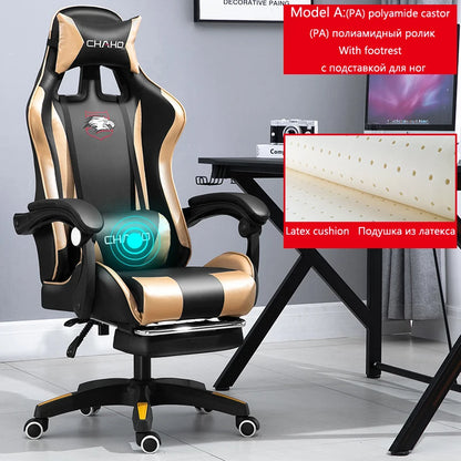 Ergonomic PU Leather Gaming Chair with Adjustable Height, Reclining Computer Chair, Swivel Office Chair for Home Office, Gaming & Study