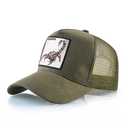 Unisex truckerpet met geborduurde schorpioenpatch – Baseballpet voor heren en dames – Snapback – Hiphop-pet – Ademende pet met klep voor buitengebruik