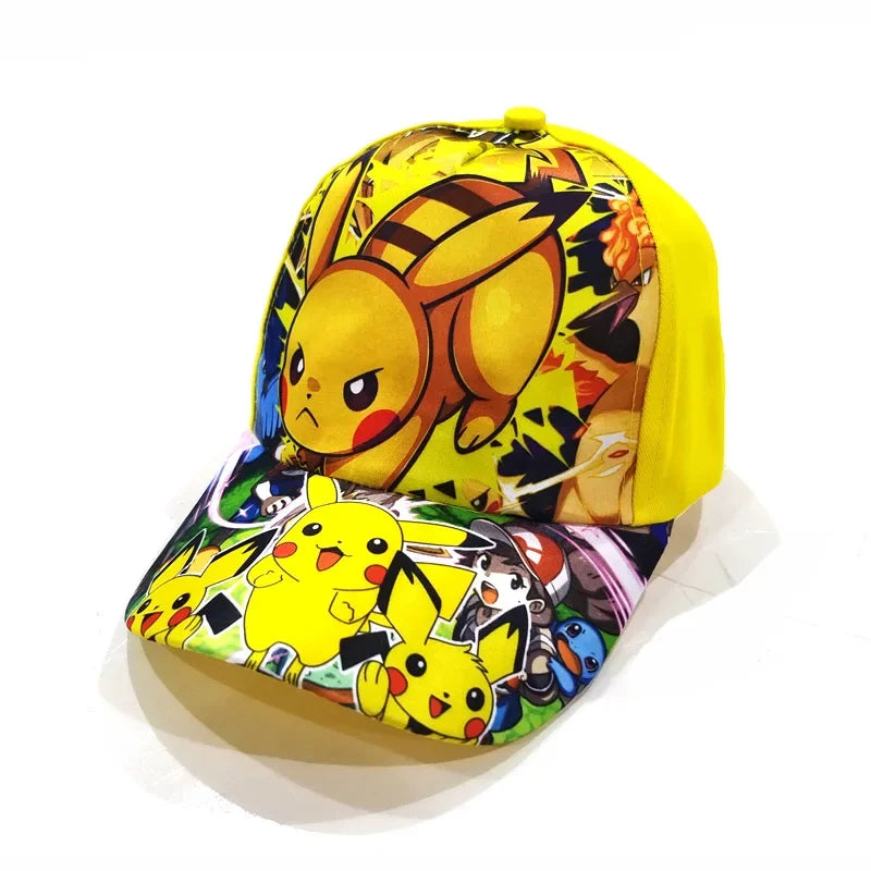 Pokemon Go Anime Figure Pikachu Polyester Baseball Cap Print Cartoon Peaked Cap Children's Dress Up Decoration Birthday Gifts