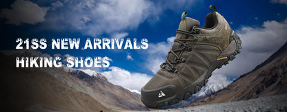 HIKEUP Four-Season Men's Hiking Shoes Outdoor Sports Genuine Leather Wear-Resistant Climbing Shoes Rubber Sole Trekking Sneaker