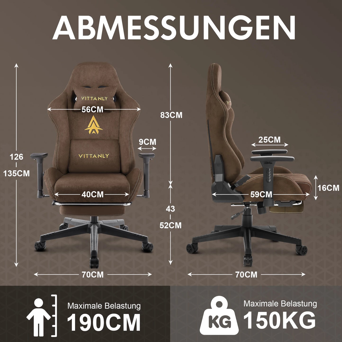 HAPIHAPPY Fashion Gaming Chair Genuine Leather Computer Office Chair with Footrest, Pocket Spring Cushion, Linkage Armrests, Ergonomic Game Chair