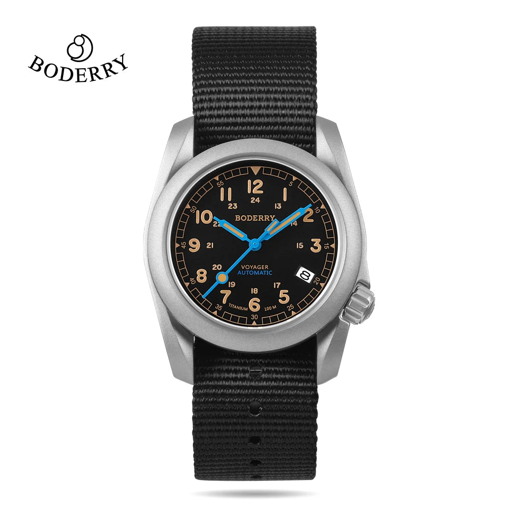 Boderry Field Watches Bronze Case Automatic Mechanical VOYAGER Watch Men's 100M Waterproof Clock Military Top Brand Wristwatch