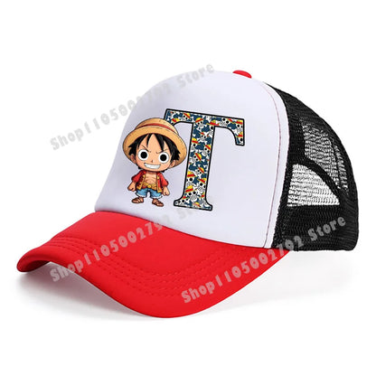 One Pieces Baseball Cap Cute Cartoon Anime Luffy Letters Casual Hats Men Adult Adjustable Sun Caps Boy Headgear Kids Hat Gift