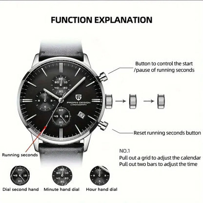 PAGANI DESIGN New 2720K Men Watch VK67 Quartz Wristwatch Multi functional Chronograph Sapphire Glass Waterproof Clock Watch Gift