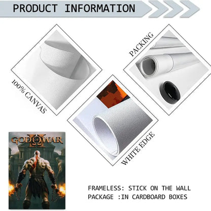 Game G-God of War Painting Calligraphy Canvas Poster Crease-Free Waterproof & Durable Wall Decor for All Spaces