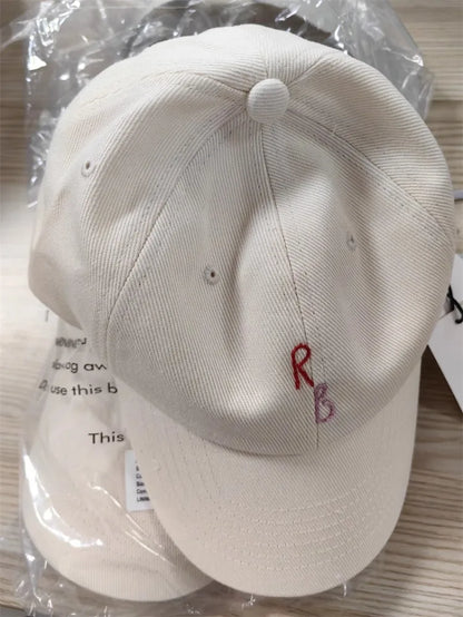 Casual Monogram Cotton Baseball Cap for Men and Women Hand-Dyed Soft Fabric Dad Hat with Hand-Embroidered Letters