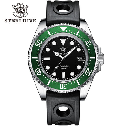 SD1964 STEELDIVE 1000M Waterproof 45.4MM Big Water Ghost Watch For Men Super BGW9 Blue Luminous Dive Watch with Valve