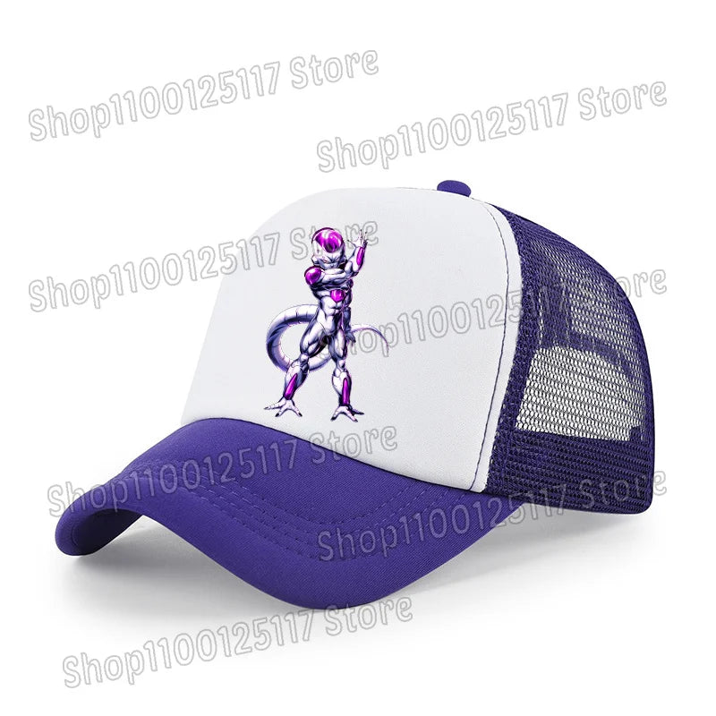 Baseballová čepice Dragon Ball s potiskem z anime, prodyšná čepice s kšiltem, kreslená postavička Goku, letní sportovní čepice typu snapback, síťovaná sluneční čepice, dárek pro děti
