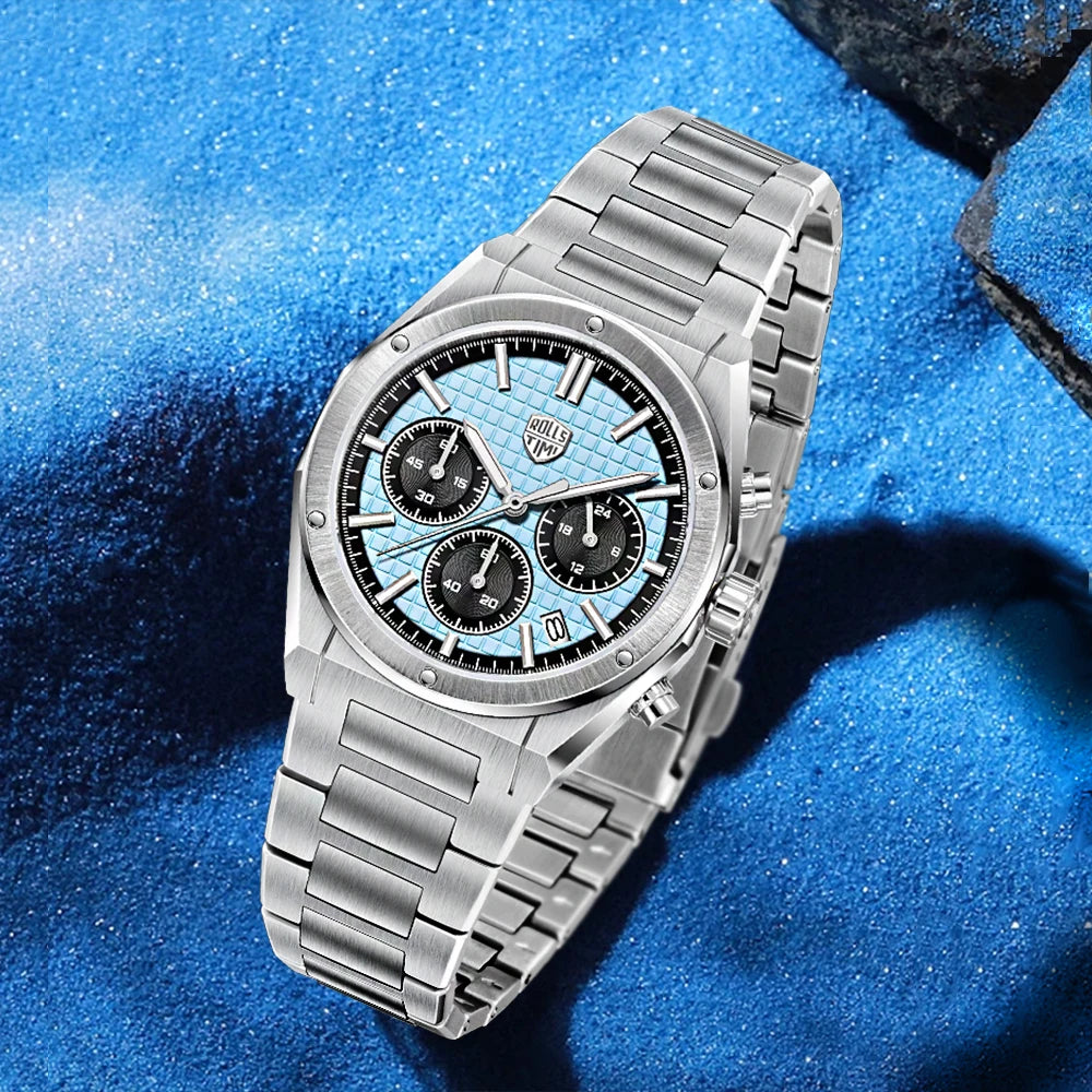 2026 RollsTimi Men's Watches Luxury Quartz Men's Watches Classic Sapphire VK63 Sports Chronograph Stainless Steel Calendar reloj