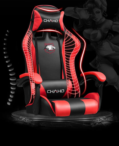 Ergonomic PU Leather Gaming Chair with Adjustable Height, Reclining Computer Chair, Swivel Office Chair for Home Office, Gaming & Study