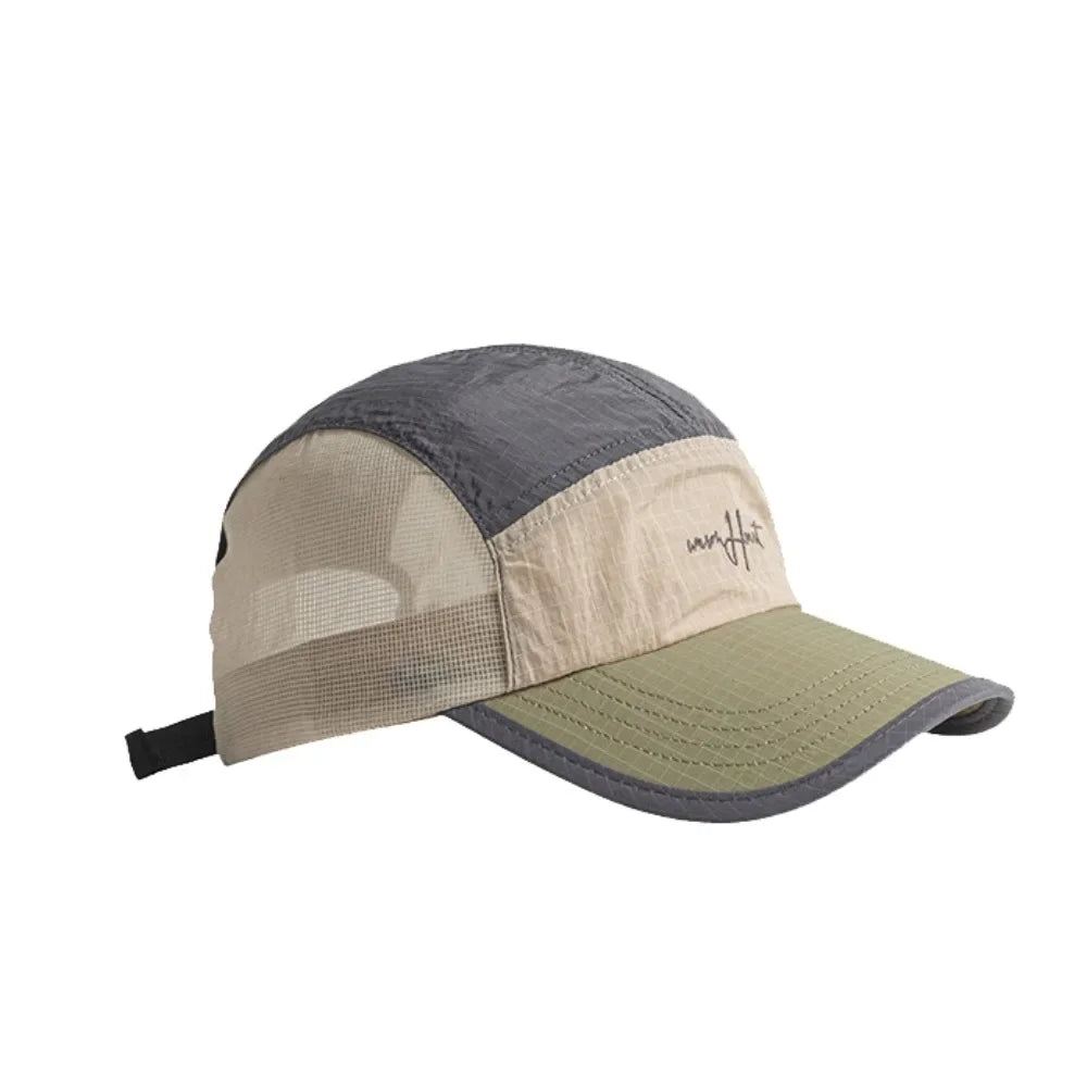 Fashion Plaid Thin Sun Cap Quick-drying Letter Embroidery Sports Running Cap Adjustable Breathable Summer Cap Men Women