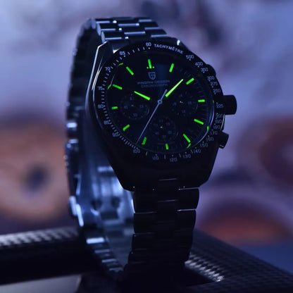 PAGANI DESIGN Moon-ur – Luksus-kvarts-kronograf til mænd, sporty stil, safirglas med antirefleksbehandling, selvlysende display
