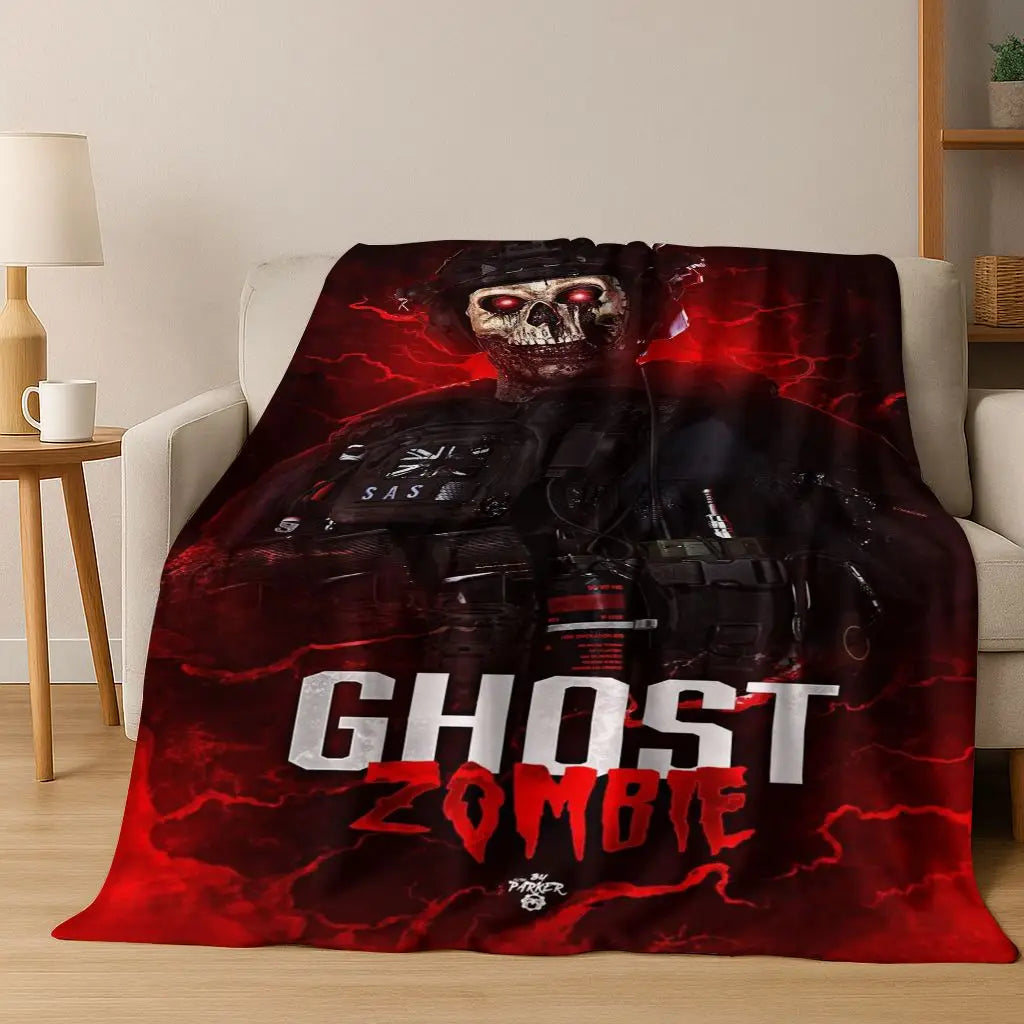 Classic Game Call of Duty Ghost Simon Cartoon Art Flannel Blanket,Cozy Soft Throw Blanket for Home Bedroom Bed Sofa Cover Kid