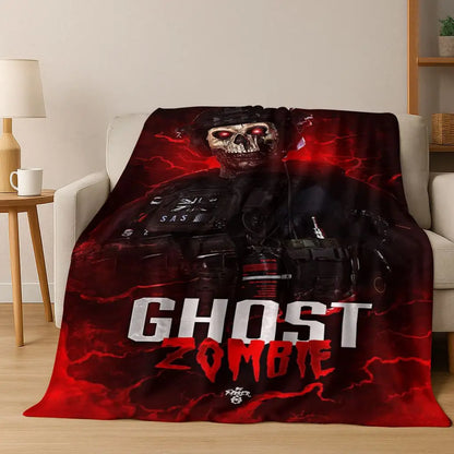 Classic Game Call of Duty Ghost Simon Cartoon Art Flannel Blanket,Cozy Soft Throw Blanket for Home Bedroom Bed Sofa Cover Kid