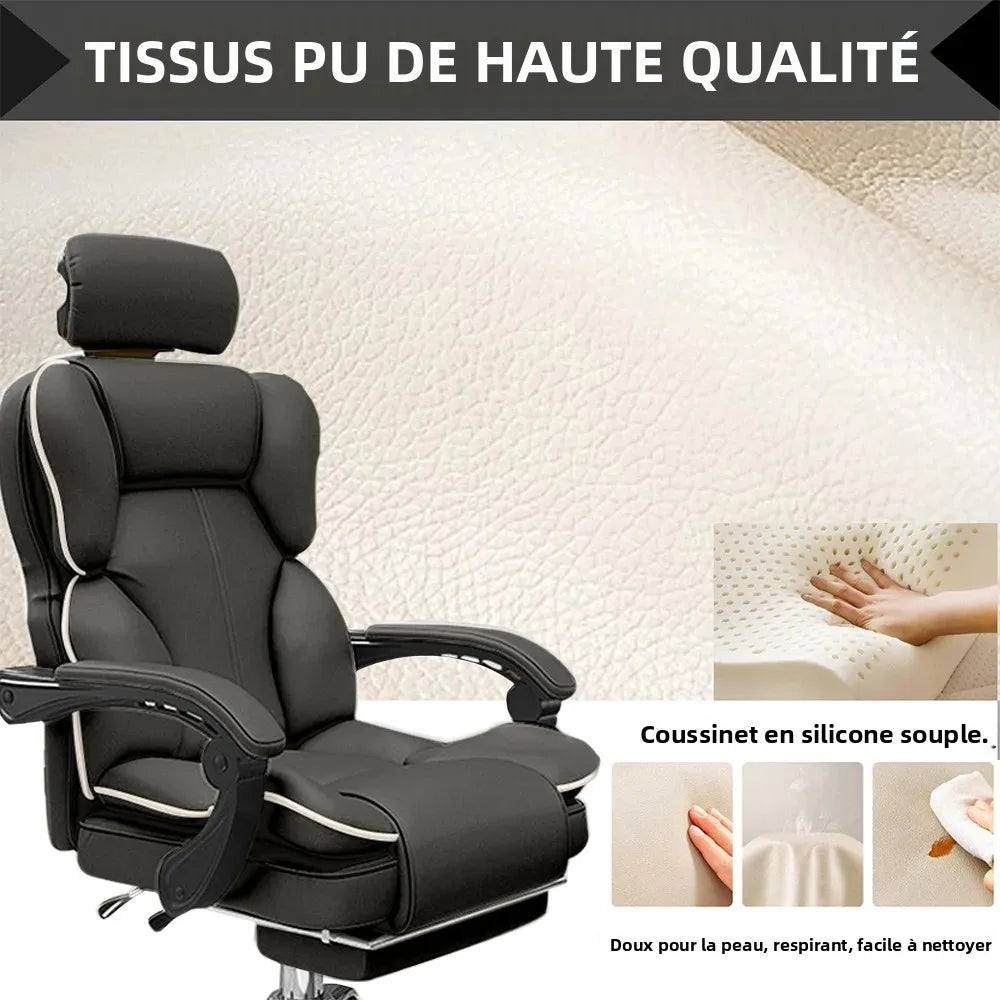 Ergonomic Office Chair High Back with Adjustable Lumbar Support, Reclining Desk Chair with Retractable Footrest, Comfortable Home Office Chair