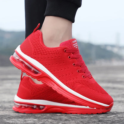 Red Cheap Running Shoes for Men Women Breathable Weave Air Cushion Sneakers Big Size 35-46 Men Lightweight Sports Shoes Trainers
