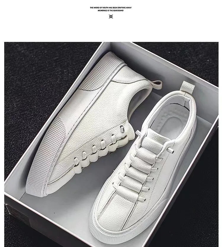 Heren sneakers, casual schoenen, heren platte schoenen, zapatillas hombre, lichtgewicht PU-leer, ademende schoenen, witte sportschoenen voor heren