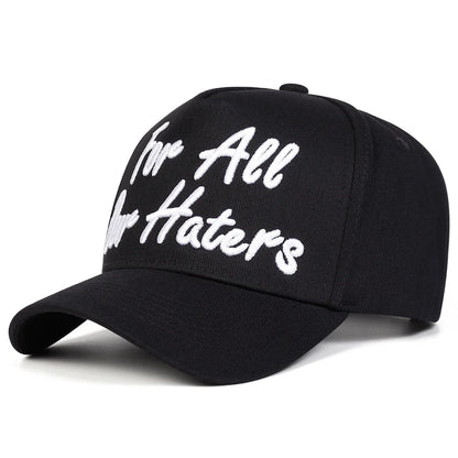 Czapki z daszkiem unisex z haftem „FOR ALL OUR HATERS” – wiosna, jesień, na świeżym powietrzu, regulowane, codzienne, chroniące przed słońcem, czapki sportowe