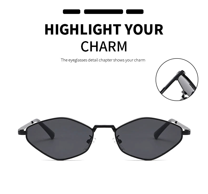 Fashion Female Small Frame Polygon Sunglasses Women Brand Designer Metal Frame Eyeglasses UV400 Protection Shades Oculos