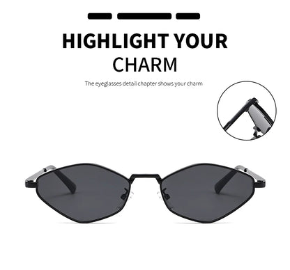 Fashion Female Small Frame Polygon Sunglasses Women Brand Designer Metal Frame Eyeglasses UV400 Protection Shades Oculos