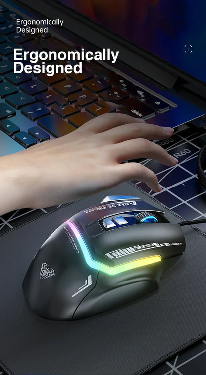 AULA S12Pro káblová mechanická myš 1000HZ 12800DPI RGB s nízkou latenciou, programovateľnými makrami – e-športová herná myš, príslušenstvo pre PC hráčov