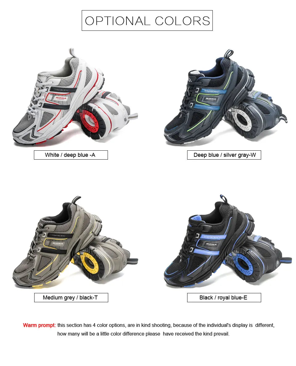 BONA 2023 New Designers Light Running Jogging Mesh Shoes Breathable Comfortable Men Sneakers Casual Outdoor Sport Shoes Man Mesh
