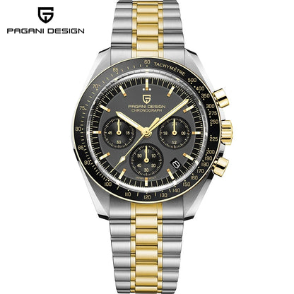 New PAGANI DESIGN Moon Men Watch Retro Luxury Quartz Watches For Men Stainless steel Sport waterproof Chronograph Man+With BOX
