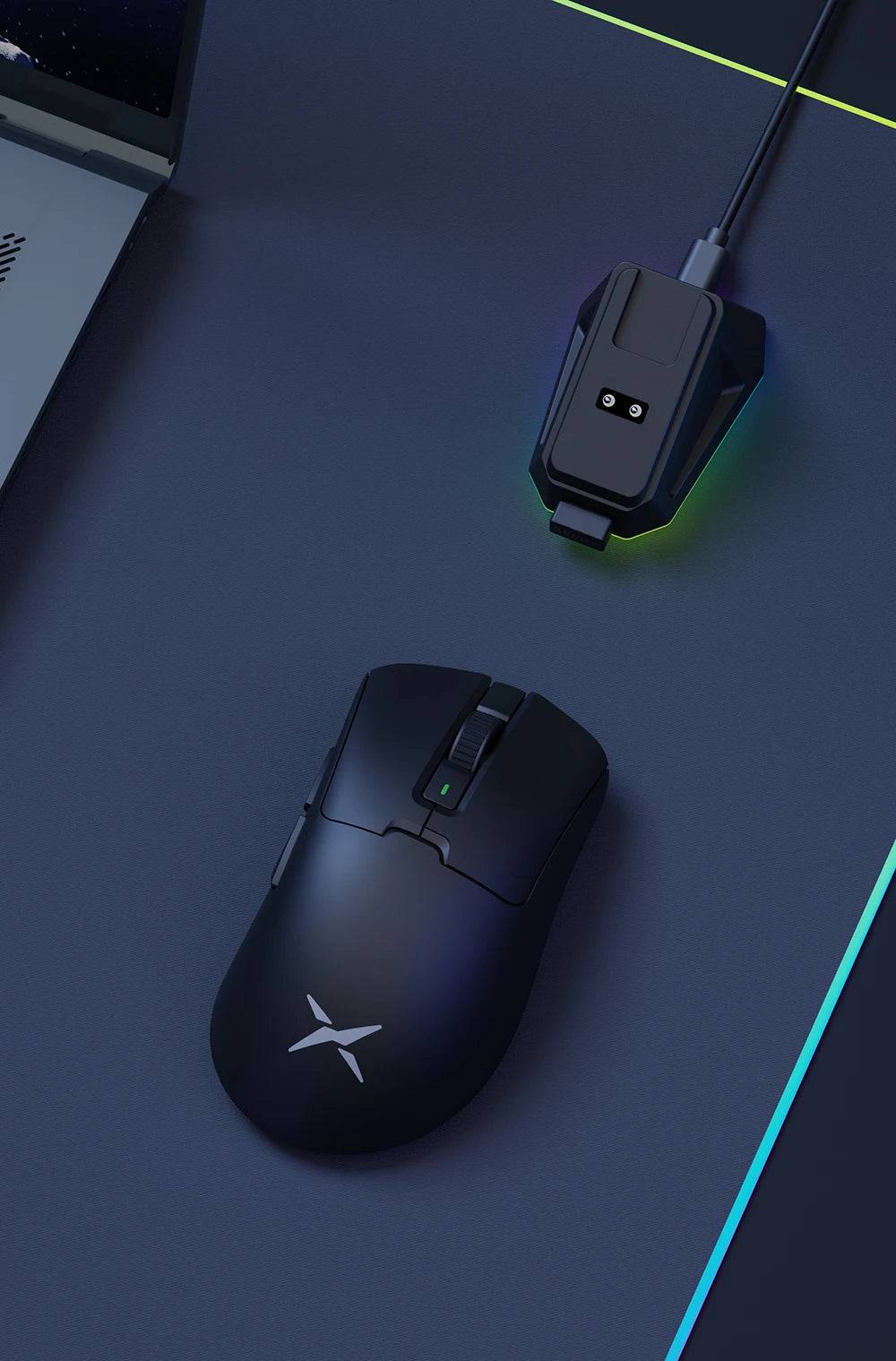 Delux M900Pro Ergonomic Wireless Gaming Mouse 8K PAW3395 Magnetic RGB Charging Dock Rechargeable Wired Mice for Big Hand PC