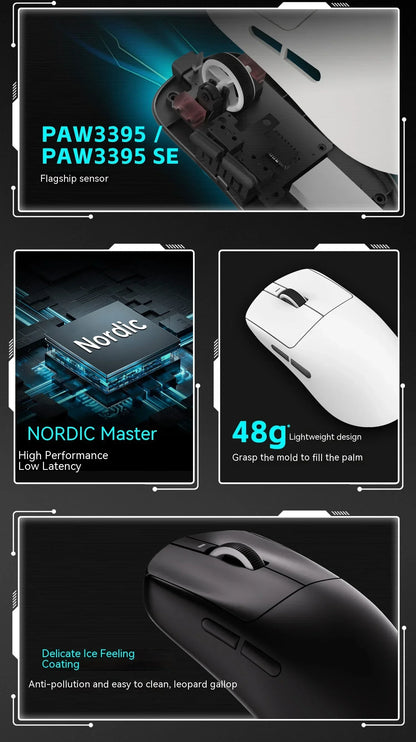 Bezdrátová myš VXE Dragonfly R1 Pro se senzorem Paw3395, Nordic 52840, 2khz, Smart Speed X, nízká latence, kancelářská a herní myš pro PC