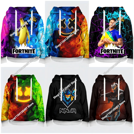 2025 nieuwe Fortnite 3D-geprinte unisex hoodie, casual jas, game-accessoire, cosplay, kinderkleding, cadeaus