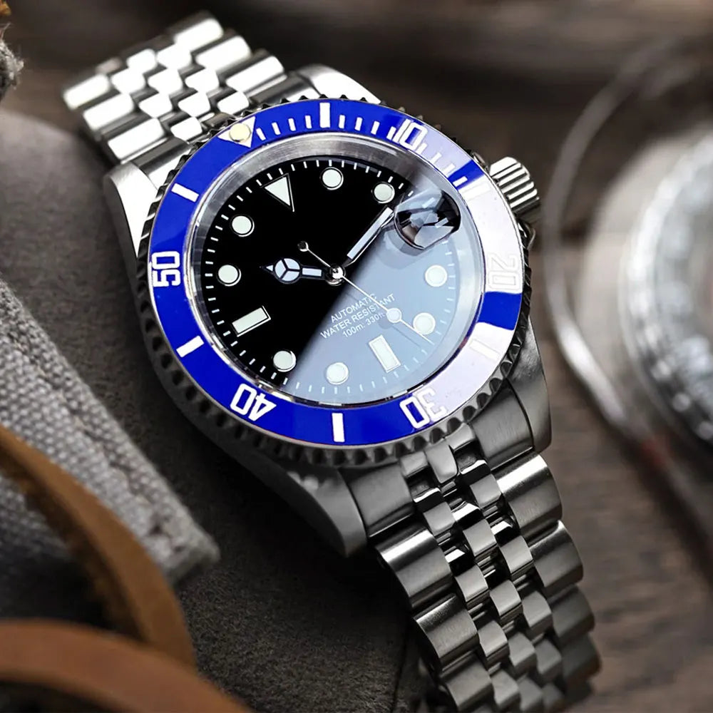 Reloj automático para hombre Miyota8215 resistente al agua 200m, reloj de buceo 40mm, movimiento mecánico, luminoso, correa Jubilee y hebilla Glide Lock