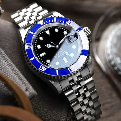 Reloj automático para hombre Miyota8215 resistente al agua 200m, reloj de buceo 40mm, movimiento mecánico, luminoso, correa Jubilee y hebilla Glide Lock