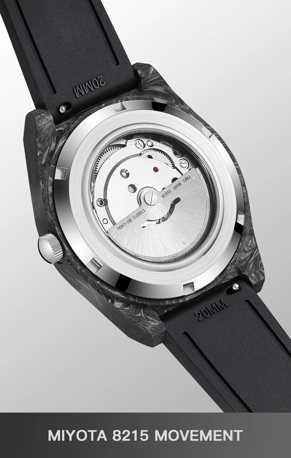 Reloj automático luminoso de fibra de carbono de 40mm, lujo, 100m, impermeable, reloj de buceo automático para hombre con movimiento Japan Miyota 8215