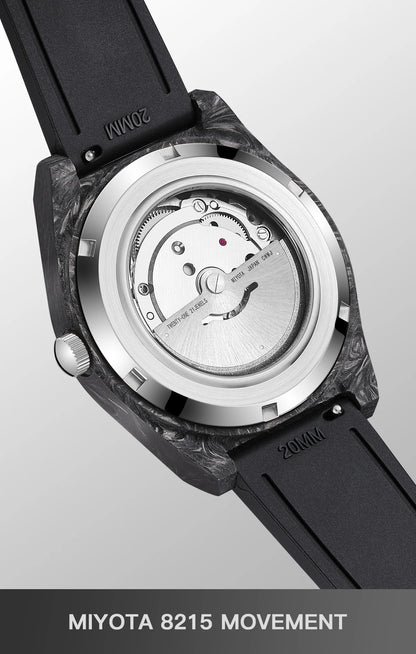 Reloj automático luminoso de fibra de carbono de 40mm, lujo, 100m, impermeable, reloj de buceo automático para hombre con movimiento Japan Miyota 8215