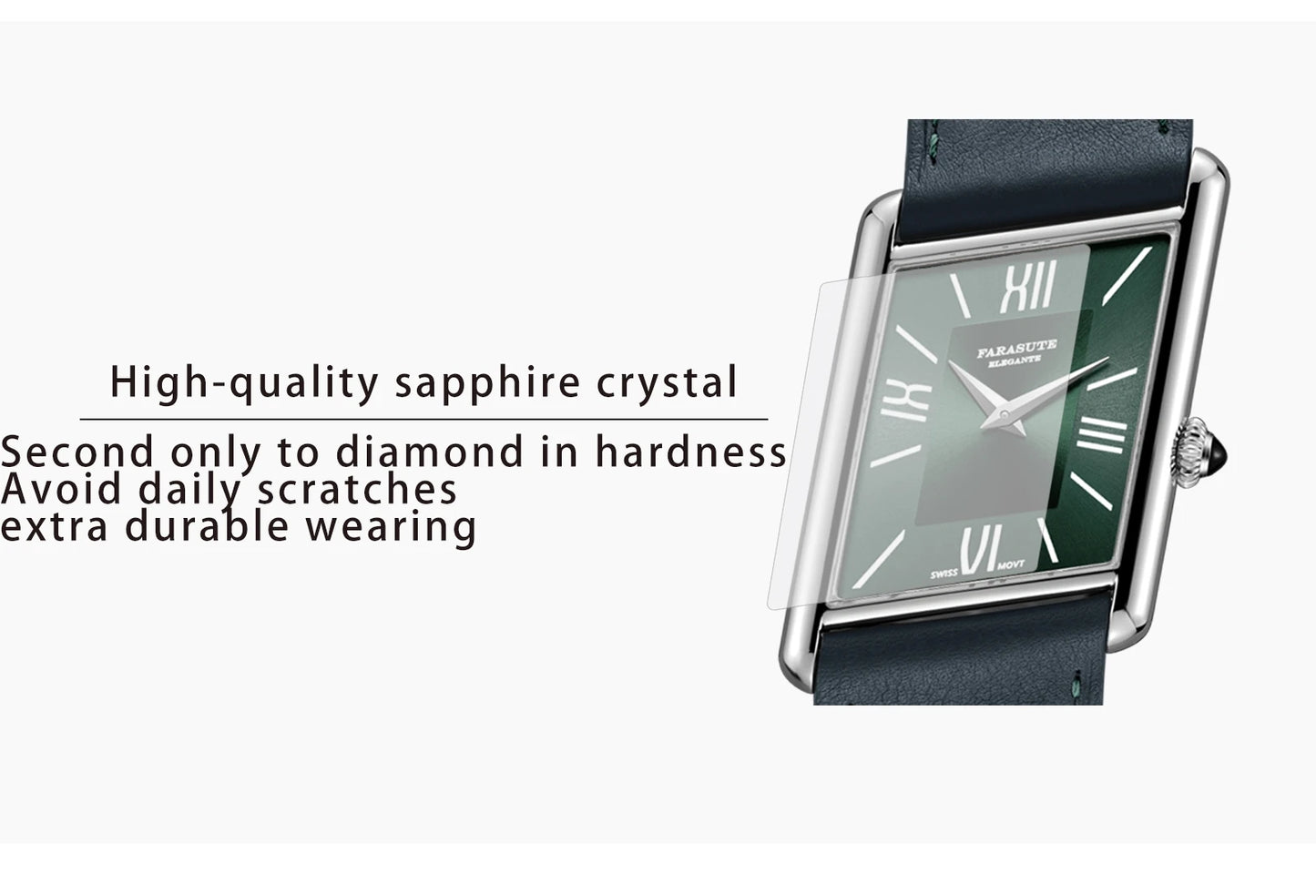 FARASUTE Luxury Square Sports Men's Watch Swiss Movement Waterproof Sapphire Glass Stainless Steel Quartz Wristwatch Male Reloj