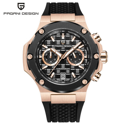 Montres à quartz pour hommes PAGANI DESIGN– Chronographe sportif de luxe, étanche, doté d'aiguilles luminescentes et d'un verre saphir avec traitement antireflet