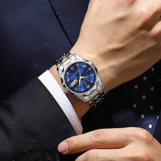 Montre homme POEDAGAR Business Luxury, étanche, en acier inoxydable, lumineuse, avec date et jour de la semaine, style sport, à quartz.