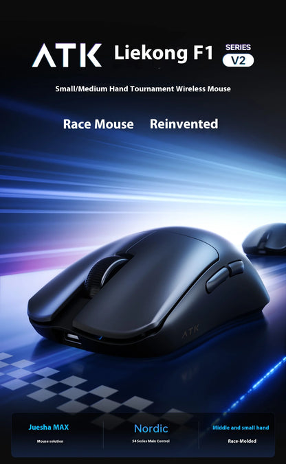 Ratón gaming inalámbrico trimodo ATK F1 V2 Ultra MAX PAW3950, doble 8K, ligero y ergonómico, ratón esports, accesorio personalizado para PC