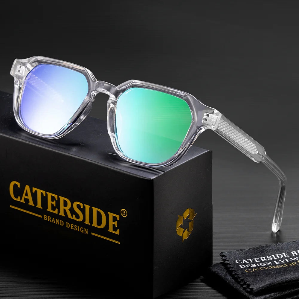CATERSIDE New Fashion Men's Sunglasses CP Pin Square Frame Eyeglass Women's Outdoor Cycling Fishing Sports Retro Glasses UV400
