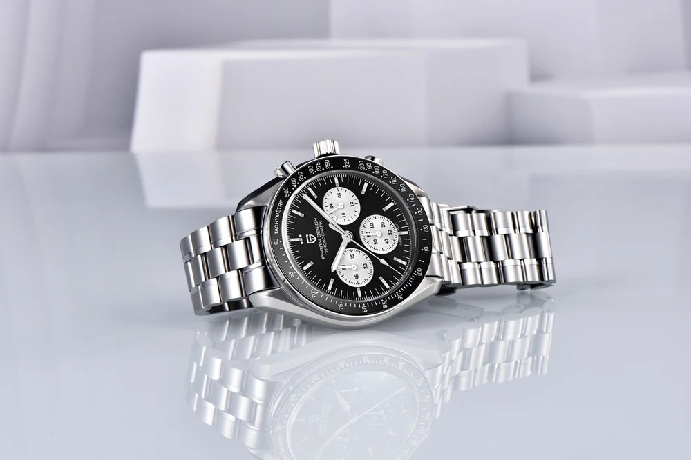 PAGANI DESIGN Moon-ur – Luksus-kvarts-kronograf til mænd, sporty stil, safirglas med antirefleksbehandling, selvlysende display