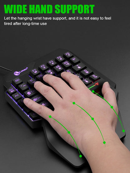 Mechanical one-handed light game wired keyboard, radium engraving characters, engineering hand support