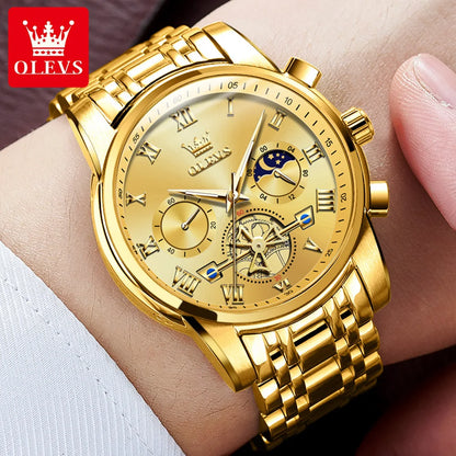 OLEVS 2859 Herrenuhr – Klassisches und luxuriöses Modell mit römischen Ziffern, Multifunktionsanzeige, wasserdicht, leuchtendes Zifferblatt, hochwertiges Quarzwerk.