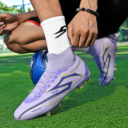 Chaussures de football AG/FG pour enfants et jeunes, chaussures d'entraînement, tige en tissu PU, semelle en TPU, antidérapantes, résistantes à l'usure, pour terrain de sport en herbe naturelle