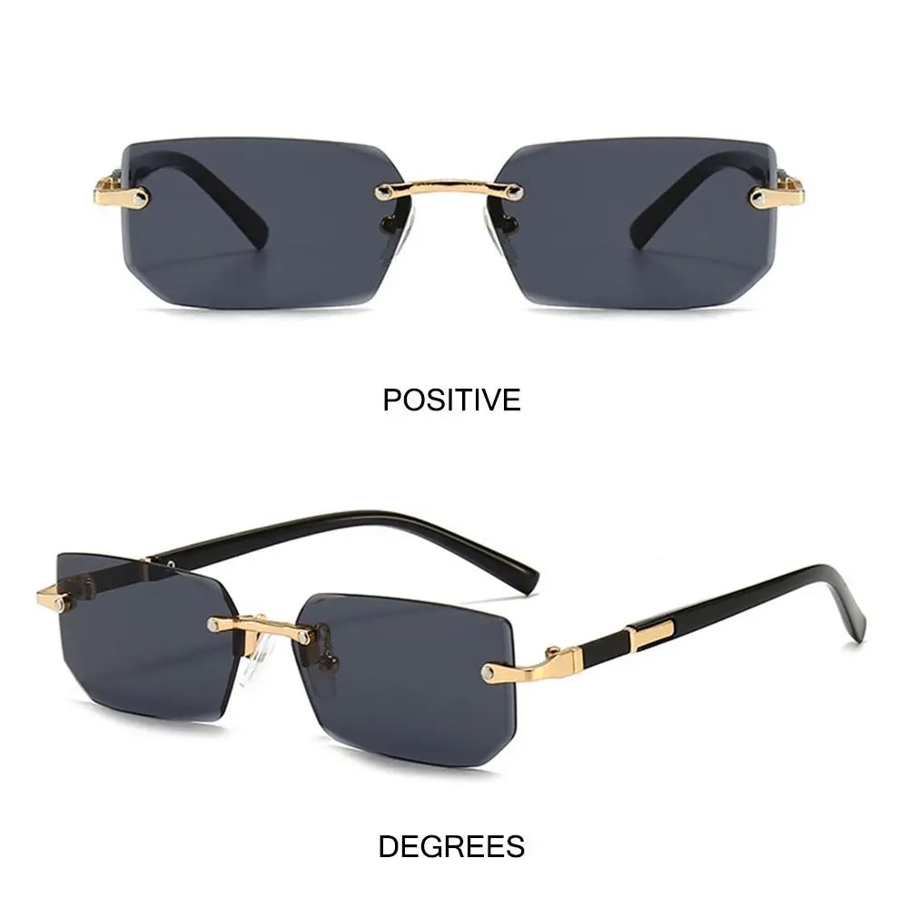 Retro UV400 Protection Rimless Rectangle Sunglasses Y2K Shades Frameless Sun Glasses for Women & Men
