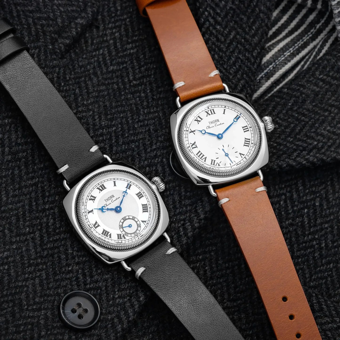 THORN  T002 Watch Tribute To Classic Oyster Style Antique Pillow Shaped Watch, Retro Watch, Men's and Women's Couple Watches