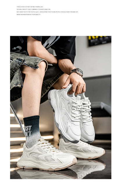 Ténis casuais de corrida para homem, primavera/verão, sola macia, antiderrapantes, respiráveis, para corrida ao ar livre, sapatos desportivos Joker para jovens