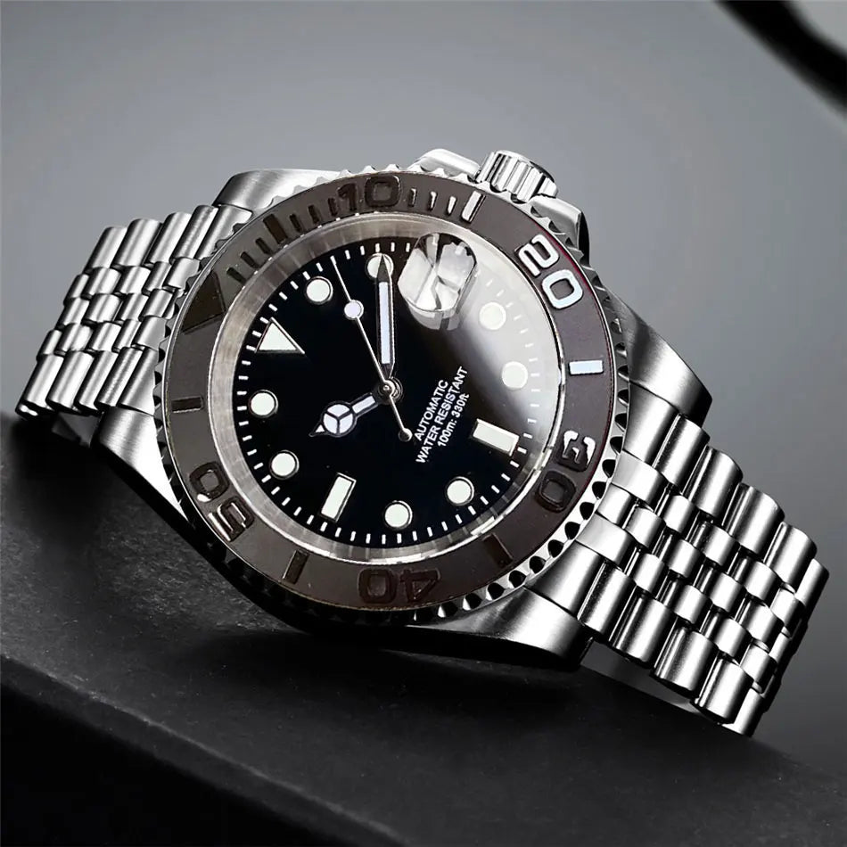 Reloj automático para hombre Miyota8215 resistente al agua 200m, reloj de buceo 40mm, movimiento mecánico, luminoso, correa Jubilee y hebilla Glide Lock